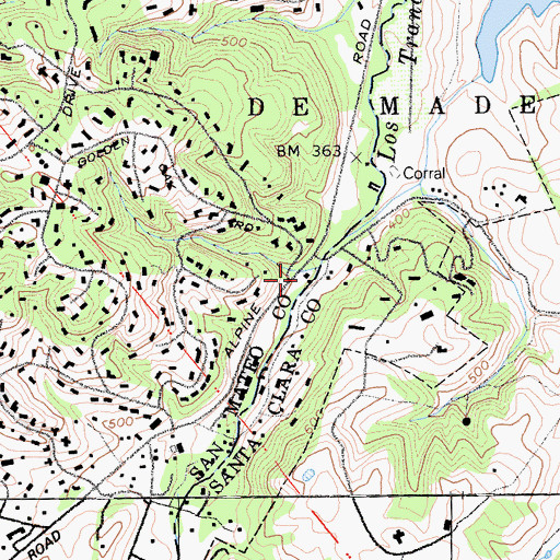 Topographic Map of Casa De Tableta State Historic Landmark, CA