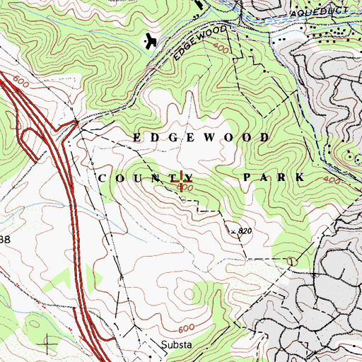 Topographic Map of Edgewood County Park, CA