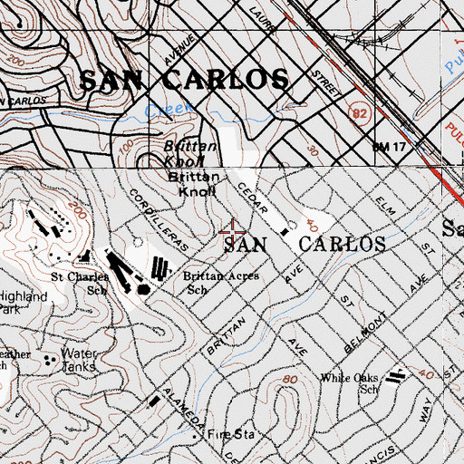 Topographic Map of Episcopal Church of the Epiphany, CA
