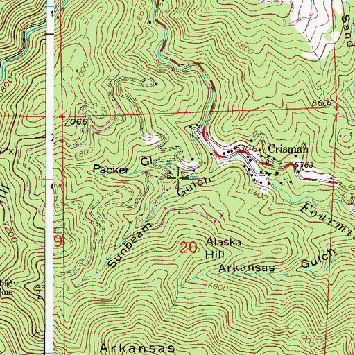 Topographic Map of Packer Gulch, CO