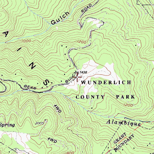 Topographic Map of The Meadows, CA