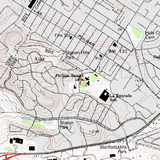Topographic Map of Phillips Brooks School, CA