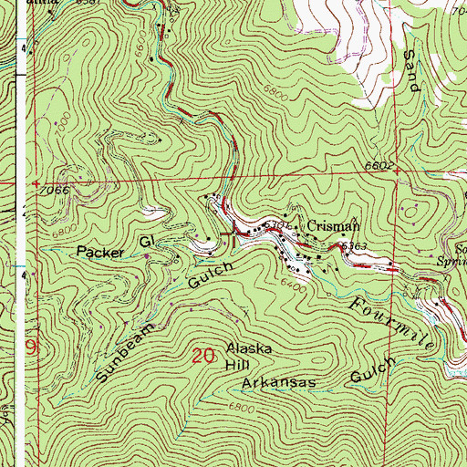 Topographic Map of Sunbeam Gulch, CO