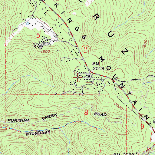 Topographic Map of Redwood Park, CA