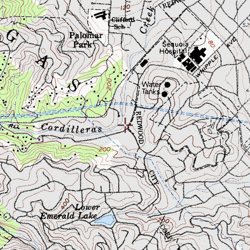 Topographic Map of Saint Matthais School, CA