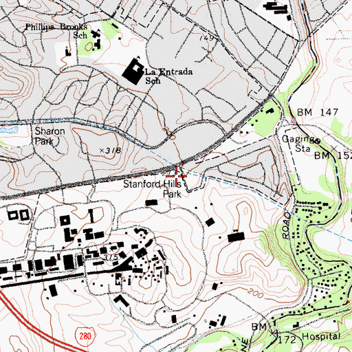 Topographic Map of Stanford Hills Park, CA