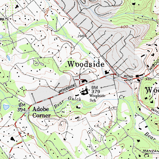 Topographic Map of Woodside Branch San Mateo County Library, CA
