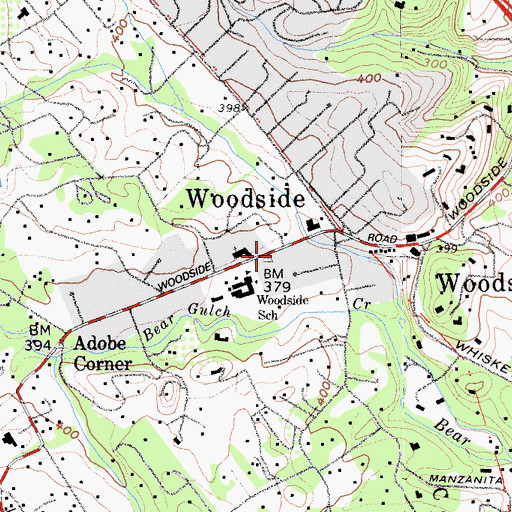 Topographic Map of Woodside City Hall, CA