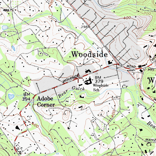 Topographic Map of Woodside Elementary School, CA