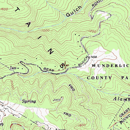 Topographic Map of Wunderlich County Park, CA