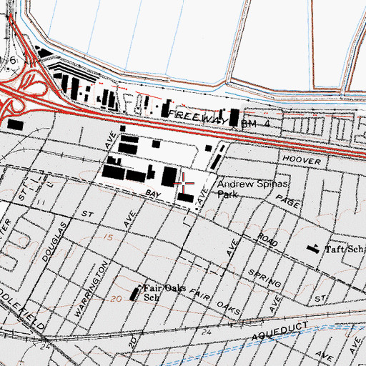 Topographic Map of Andrew Spinas Park, CA