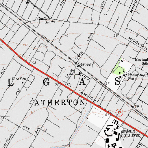 Topographic Map of Atherton City Hall, CA