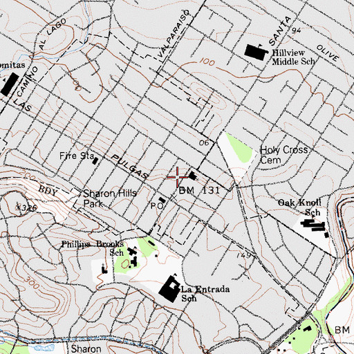 Topographic Map of Bethany Lutheran Church, CA