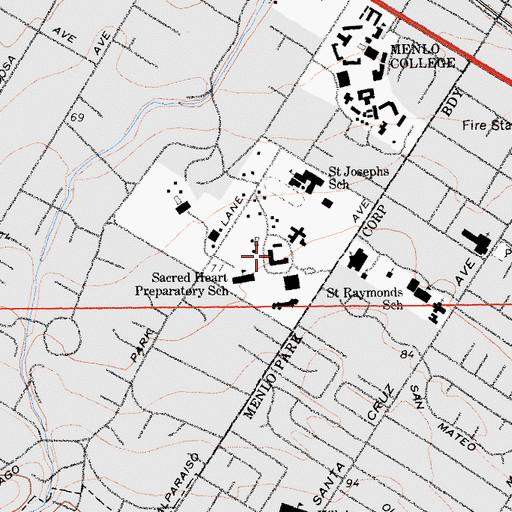 Topographic Map of College of the Sacred Heart, CA