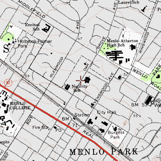 Topographic Map of Corpus Christi Monastery, CA