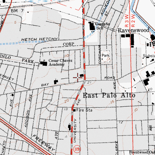 Topographic Map of East Palo Alto Branch San Mateo County Library, CA