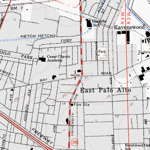 Topographic Map of East Palo Alto City Hall, CA