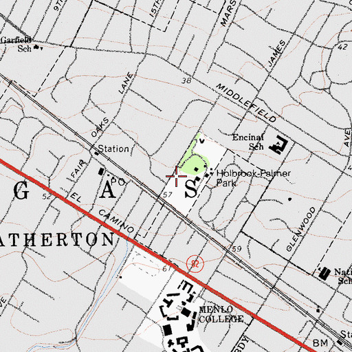 Topographic Map of Holbrook-Palmer Park, CA