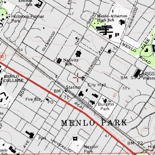 Topographic Map of Holy Trinity Episcopal Church, CA