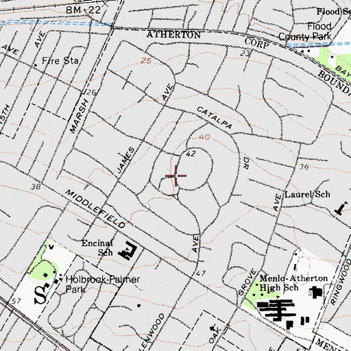 Topographic Map of Lindenwood, CA