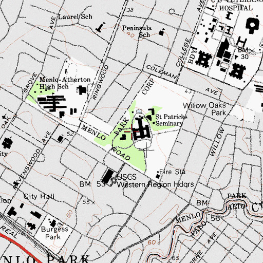 Topographic Map of McKeon Memorial Library, CA