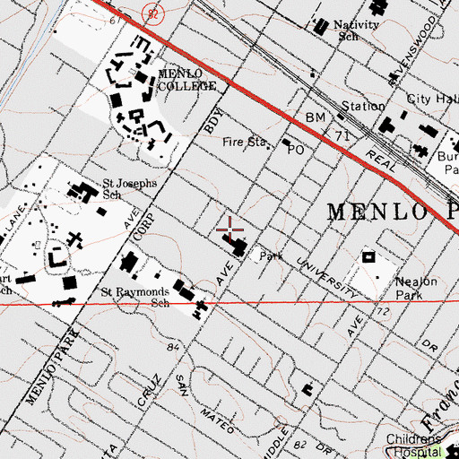 Topographic Map of Menlo Medical Clinic, CA