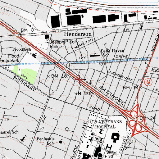 Topographic Map of Menlo Park Christian Methodist Episcopal Church, CA