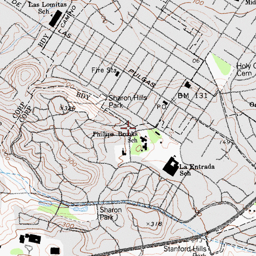 Topographic Map of Saint Denis Catholic Church, CA