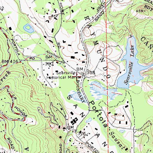 Topographic Map of Searsville (historical), CA