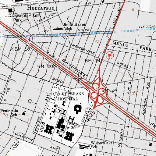 Topographic Map of Starlight Missionary Baptist Church, CA