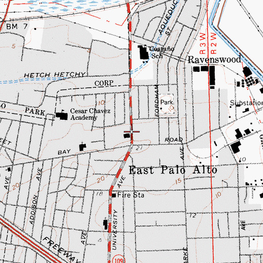 Topographic Map of University Village Shopping Center, CA