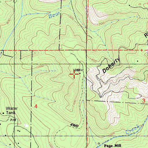 Topographic Map of Bear Creek Trail, CA