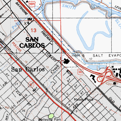 Topographic Map of Circle Star Shopping Center, CA