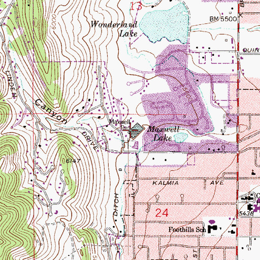 Topographic Map of Maxwell Reservoir, CO