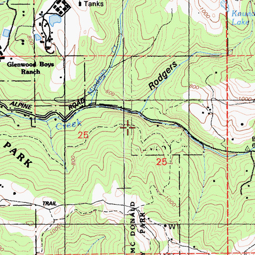 Topographic Map of Heritage Grove Redwood Preserve, CA