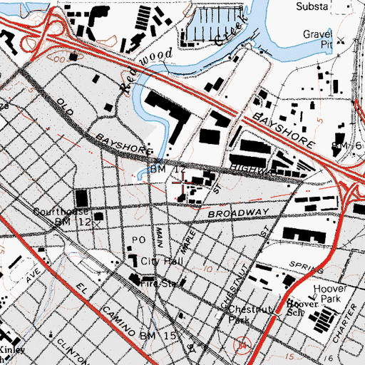 Topographic Map of Kaiser Permanente Hospital, CA