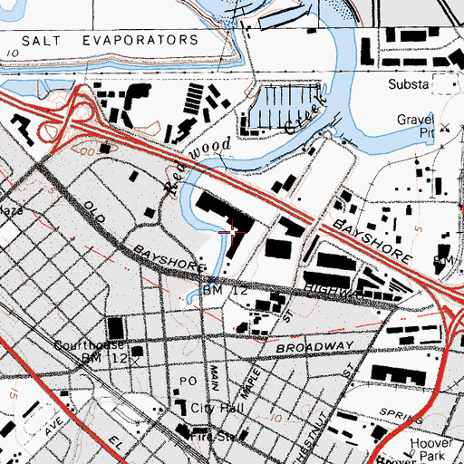 Topographic Map of Mervyns Plaza Shopping Center, CA