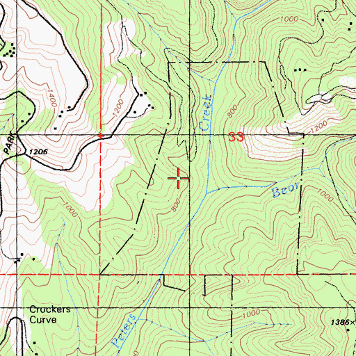 Topographic Map of Peters Creek Loop Trail, CA