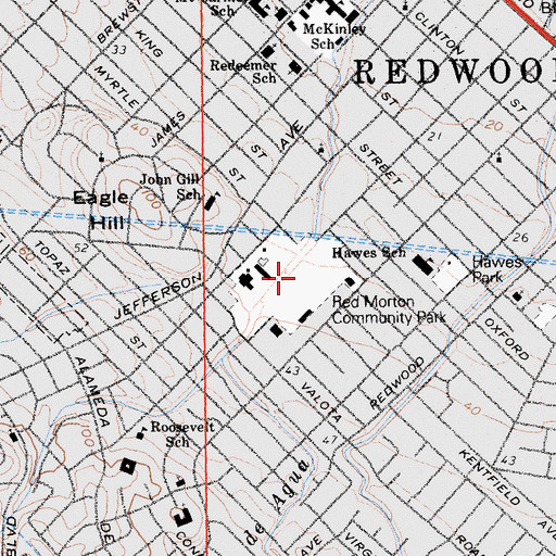 Topographic Map of Red Morton Community Park, CA