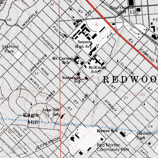 Topographic Map of Redeemer Lutheran Church, CA