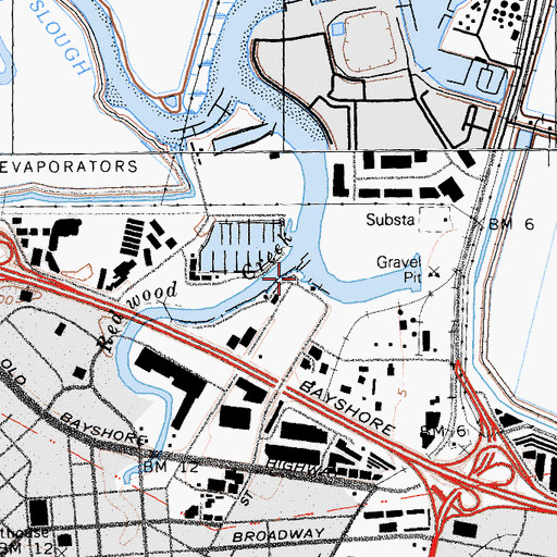 Topographic Map of Redwood Marina, CA