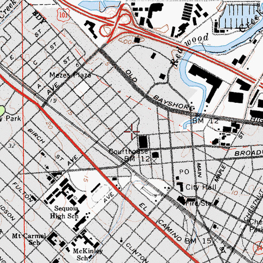 Topographic Map of San Mateo County Government Center, CA