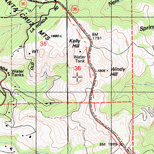 Topographic Map of San Mateo County Jail, CA