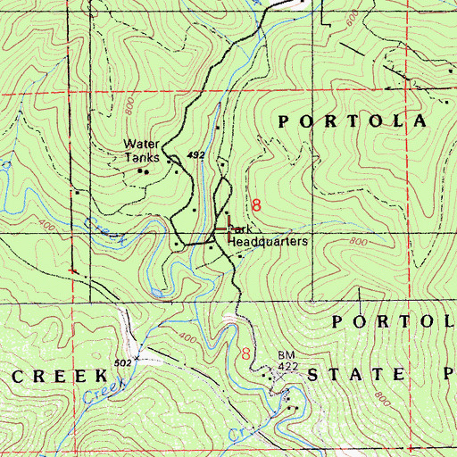 Topographic Map of Tanoak Picnic Area, CA