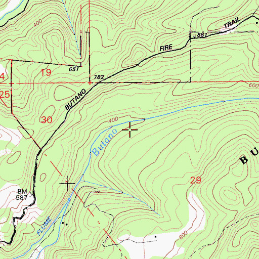 Topographic Map of Ben Ries Camp Ground, CA