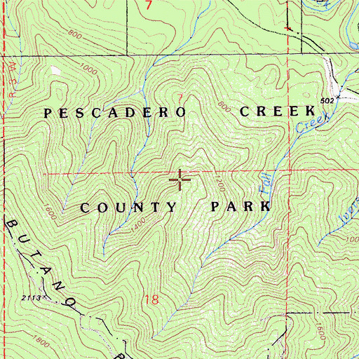 Topographic Map of Butano Ridge Loop Trail, CA