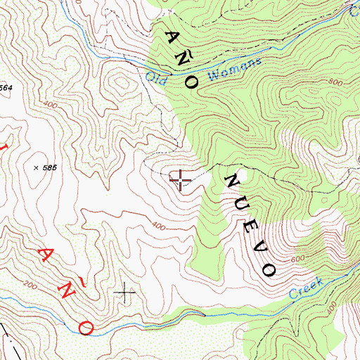 Topographic Map of Cascade Ranch State Park (historical), CA