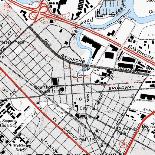 Topographic Map of Creekside Plaza Shopping Center, CA