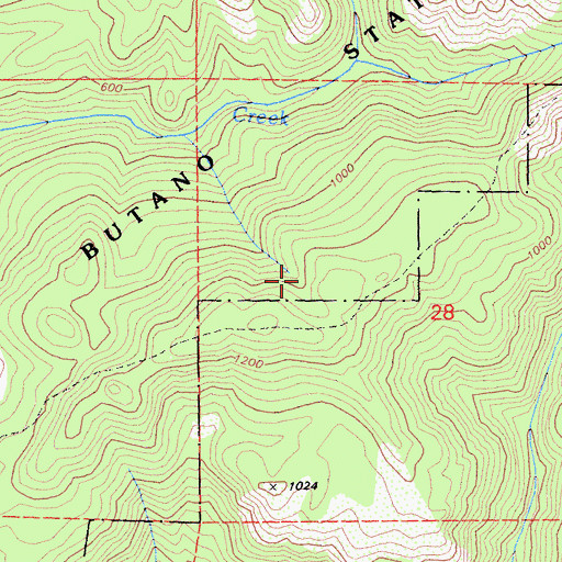 Topographic Map of Doe Ridge Trail, CA