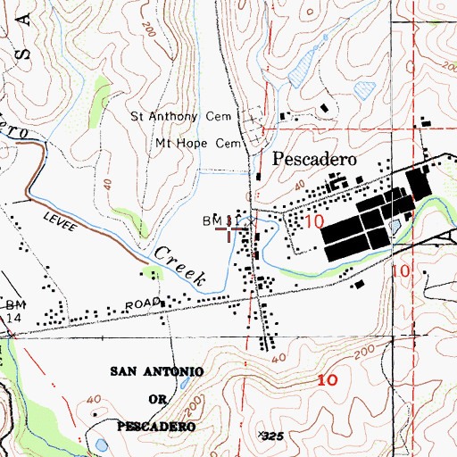 Topographic Map of First Congregational Church of Pescadero, CA